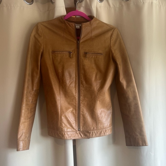 Halogen Tan Leather Jacket for Women - Picture 1 of 3